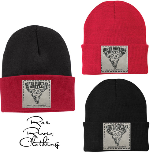 NMWC leather patch beanie